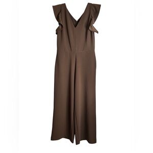 RACHEL Rachel Roy Chocolate Brown Ruffle Sleeve Jumpsuit